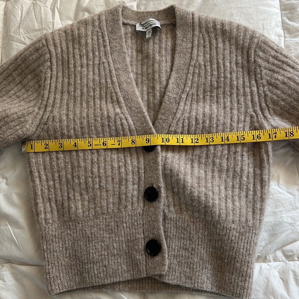 Oatmeal Taupe Rib Knit Cardigan: & Other Stories - Picture 5 of 6
